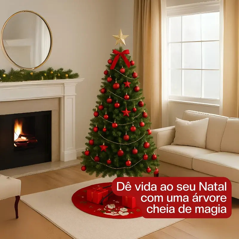 Árvore De Natal 1.80cm Pinheiro Tradicional 200 Galhos Decorada +80 Enfeites